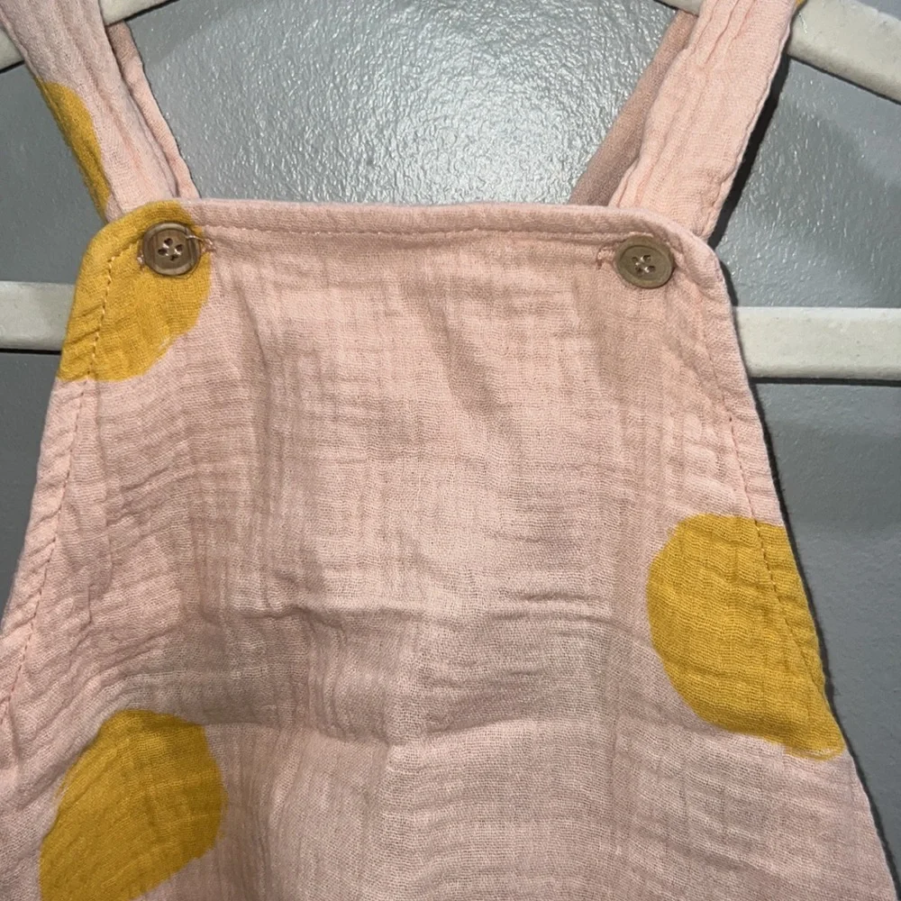 Zara Pink One-Piece Romper with Yellow Polka Dots
